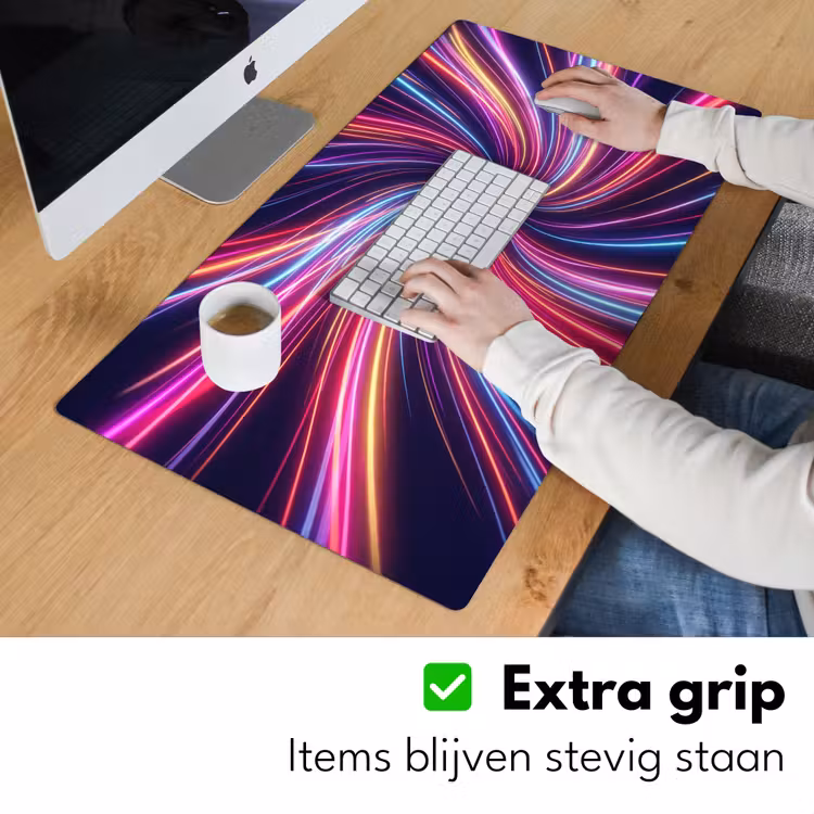 Abstract - Swirl - Futuristic - Neon Muismat XXL klein -sfeer3