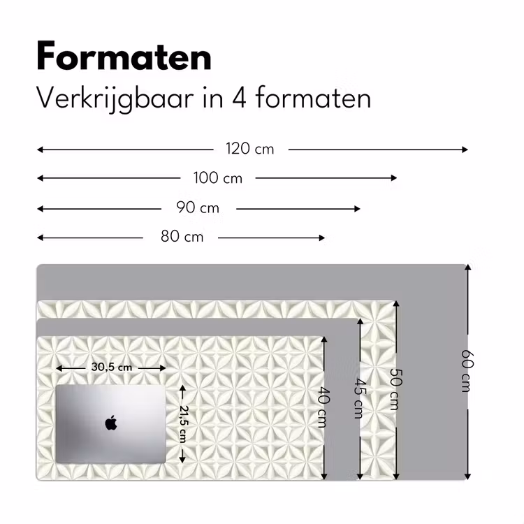 Abstract - Structuur - Grijs - Wit Muismat XXL klein 681 -sfeer5