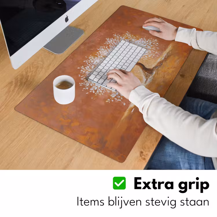 Abstract - Boom - Wit - Bladeren Muismat XXL klein -sfeer3