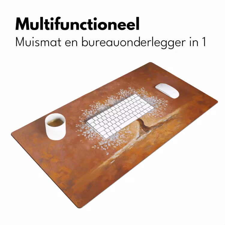 Abstract - Boom - Wit - Bladeren Muismat XXL klein -sfeer4