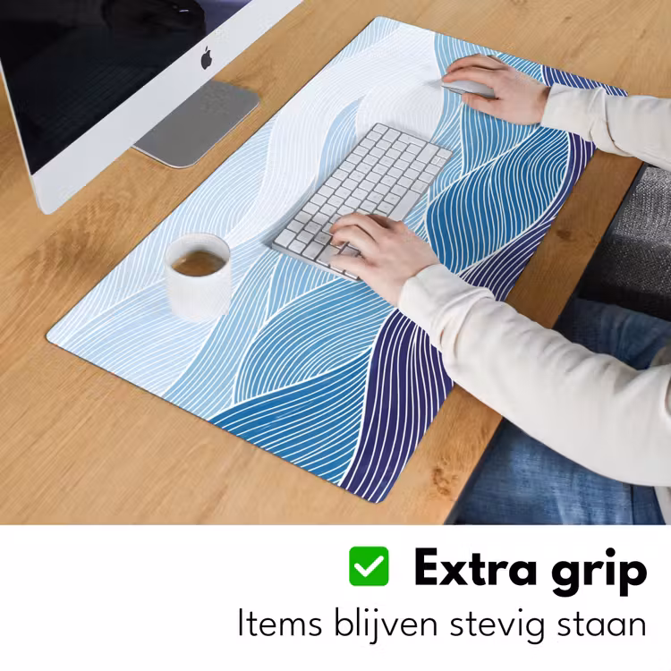 Abstract - Golven - Patroon - Blauw - Modern Muismat XXL klein -sfeer3