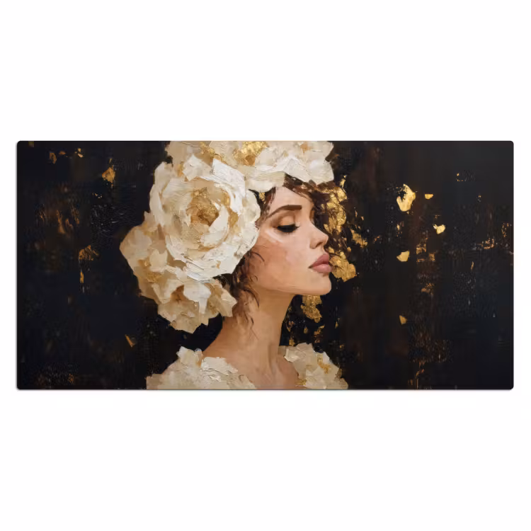 Abstract - Vrouw - Bloemen - Wit Muismat XXL klein -3d_leeg