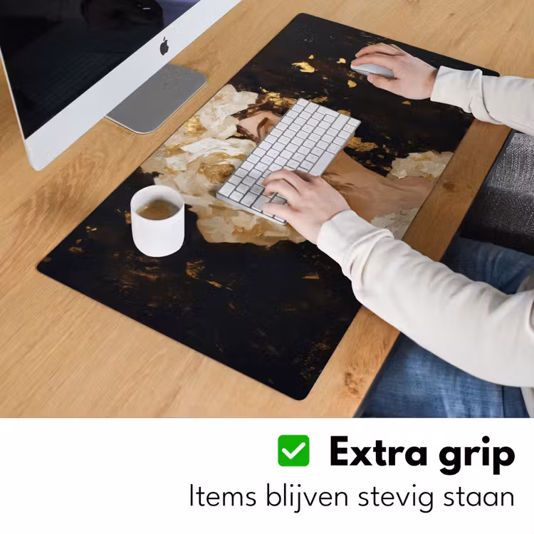 Abstract - Vrouw - Bloemen - Wit Muismat XXL klein -sfeer3