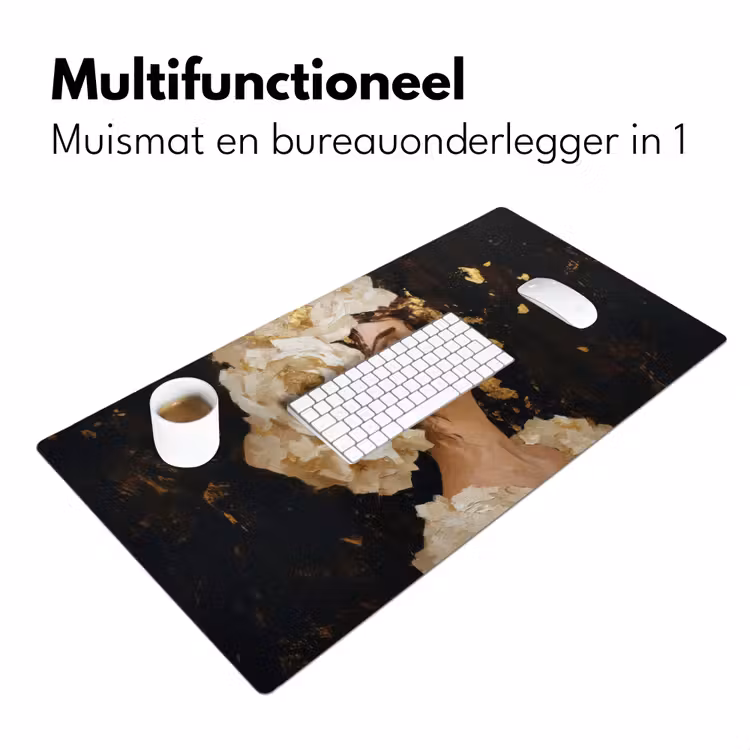 Abstract - Vrouw - Bloemen - Wit Muismat XXL klein -sfeer4