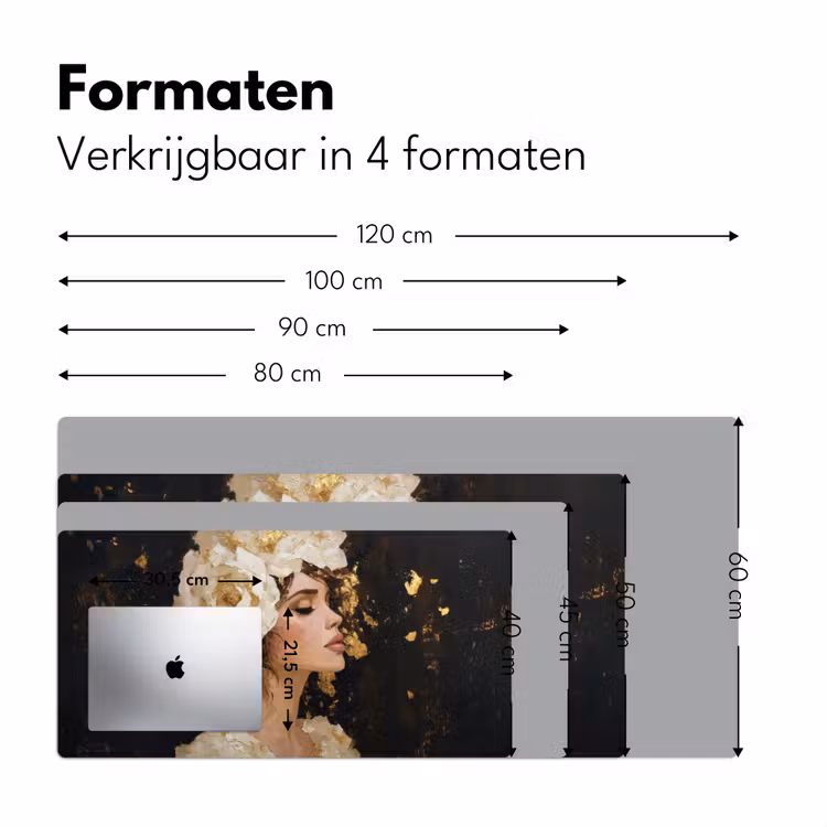 Abstract - Vrouw - Bloemen - Wit Muismat XXL klein -sfeer5
