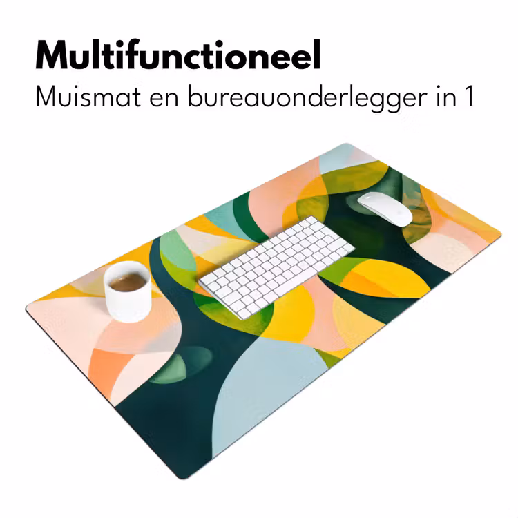 Abstract - Geel - Roze - Groen Muismat XXL klein -sfeer4