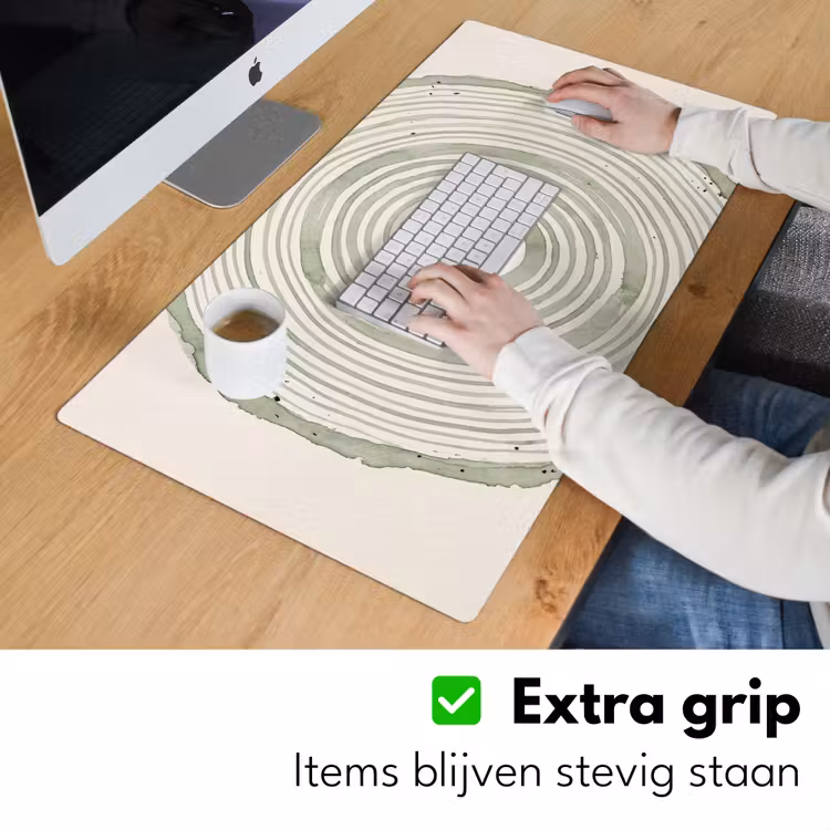 Abstractie - Cirkels - Waterverf - Groen - Modern Muismat XXL klein -sfeer3