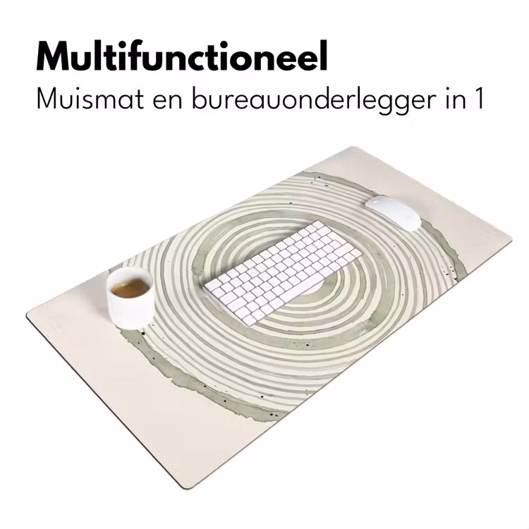 Abstractie - Cirkels - Waterverf - Groen - Modern Muismat XXL klein -sfeer4