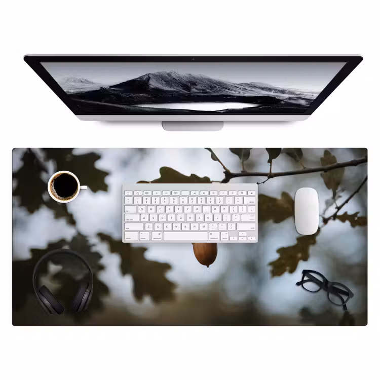 Eikel - Eikenblad - Bos - Herfst - Natuur Muismat XXL klein -3d