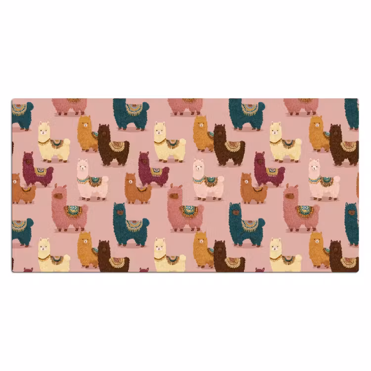 Alpaca's - Patroon - Kleurrijk Muismat XXL klein 681 -3d_leeg