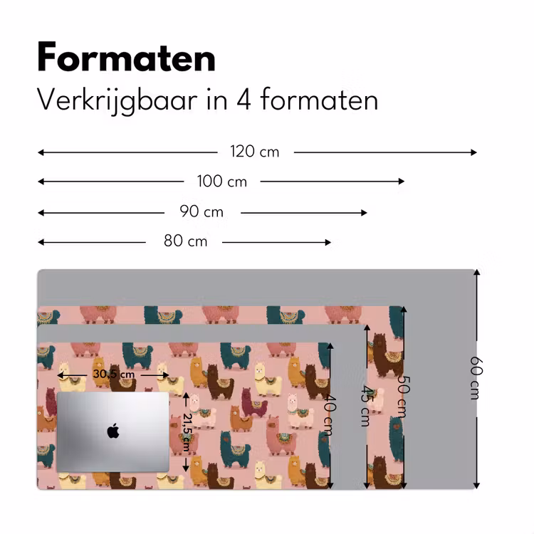 Alpaca's - Patroon - Kleurrijk Muismat XXL klein 681 -sfeer5