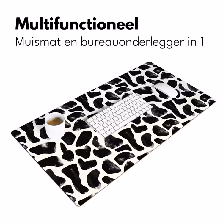 Dierenpatroon - Vlekken - Zwart - Wit Muismat XXL klein 681 -sfeer4