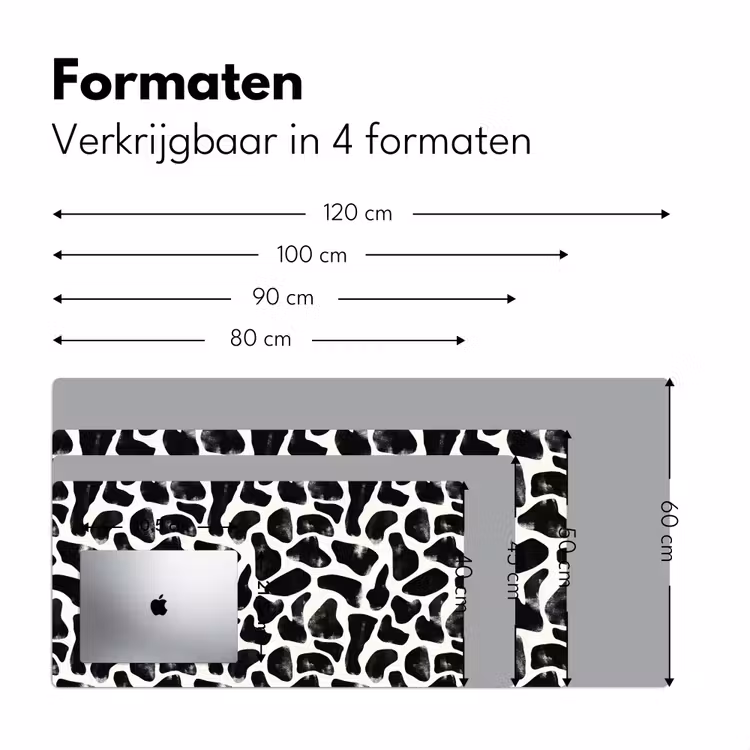 Dierenpatroon - Vlekken - Zwart - Wit Muismat XXL klein 681 -sfeer5