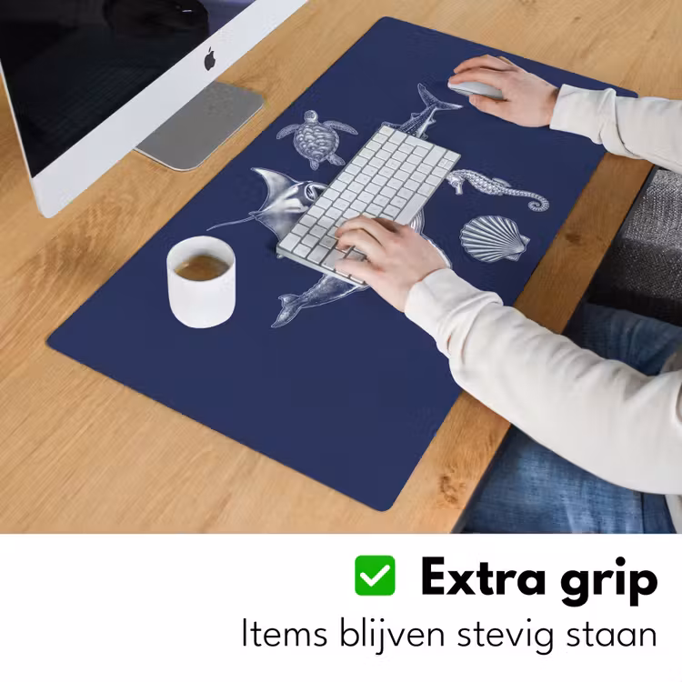 Dieren - Zeeleven - Oceaan - Graveren - Blauw Muismat XXL klein -sfeer3