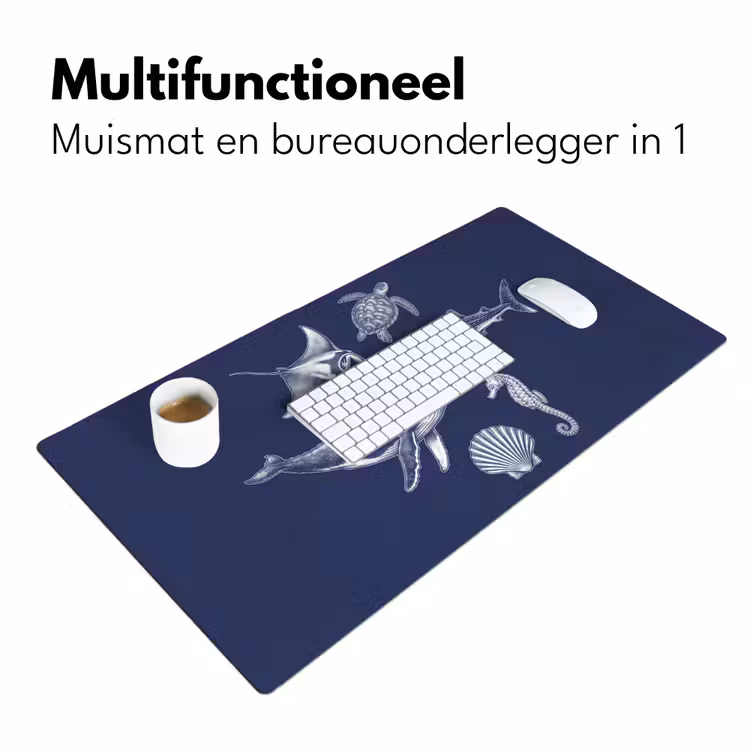 Dieren - Zeeleven - Oceaan - Graveren - Blauw Muismat XXL klein -sfeer4