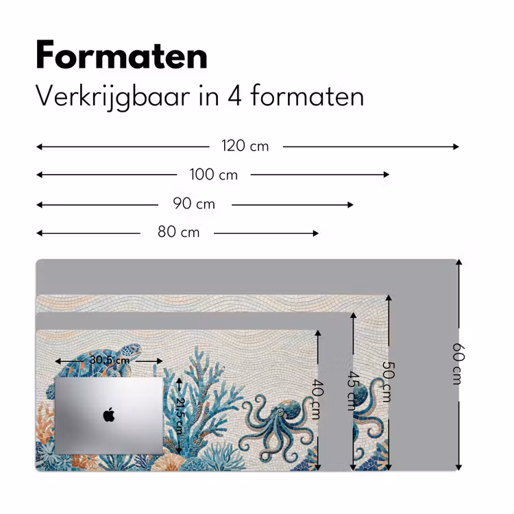 Dieren - Onderwater - Natuur - Mozaïek - Blauw Muismat XXL klein -sfeer5