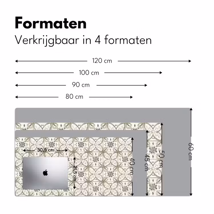Antiek - Tegel - Beige Muismat XXL klein 681 -sfeer5