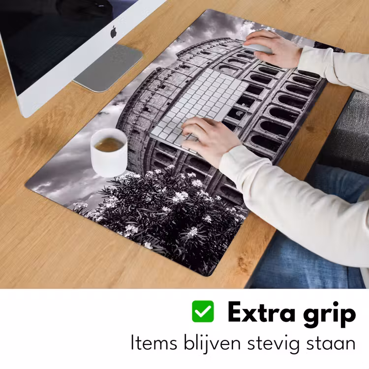 Architectuur - Colosseum - Rome - Historisch - Zwart-wit Muismat XXL klein -sfeer3