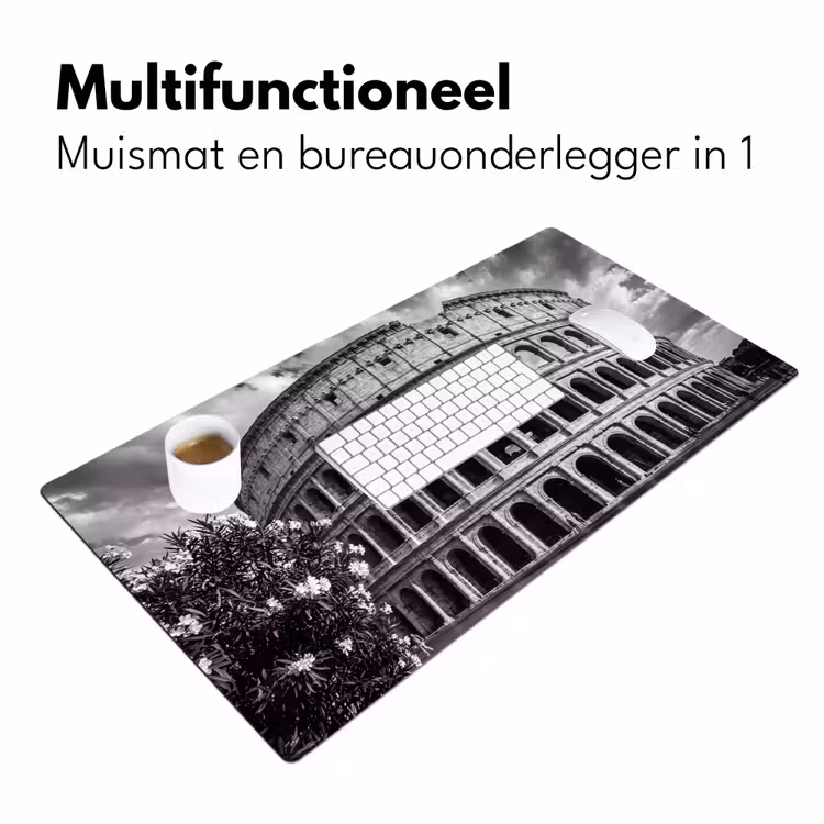 Architectuur - Colosseum - Rome - Historisch - Zwart-wit Muismat XXL klein -sfeer4