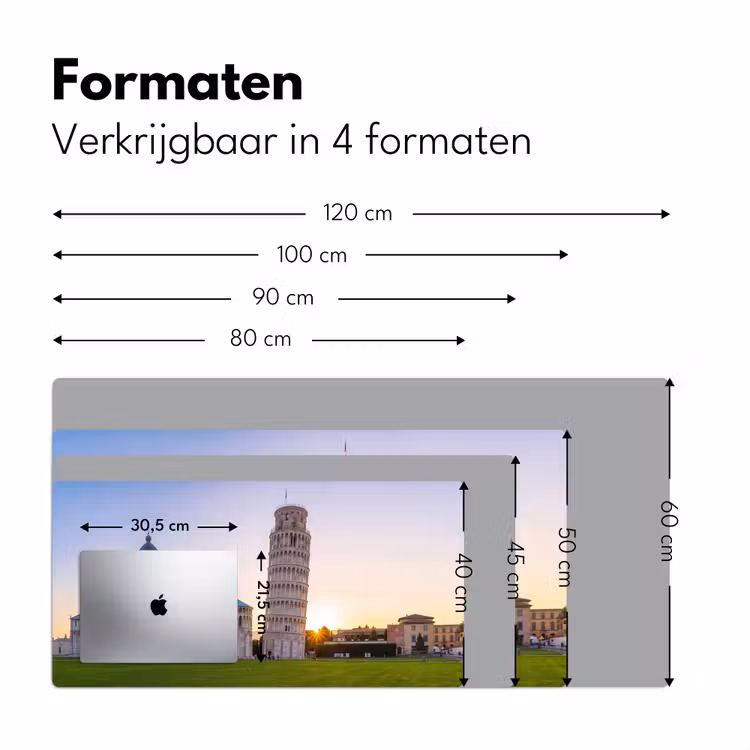 Architectuur - Toren - Pisa - Italië - Zonsondergang Muismat XXL klein -sfeer5