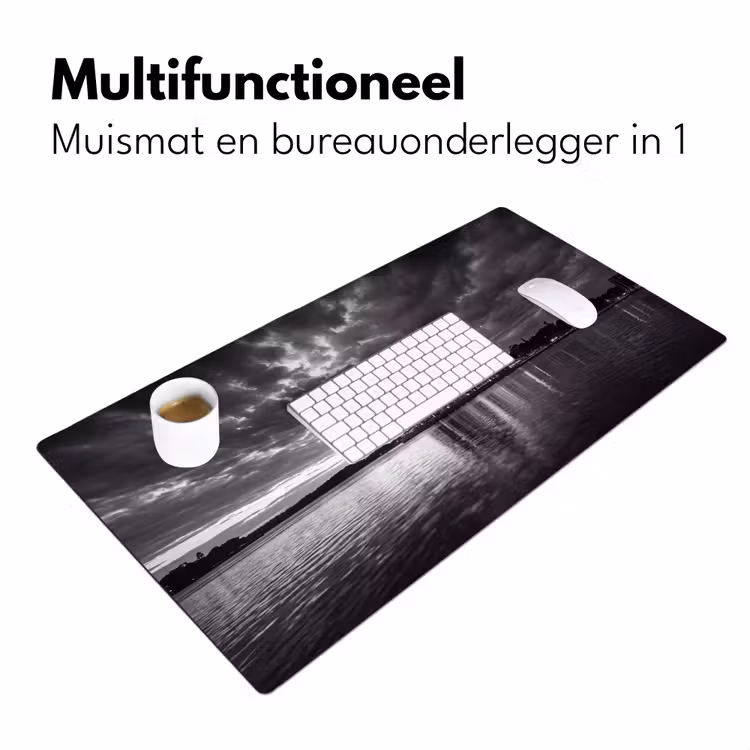 Architectuur - Water - Stad - Modern - Zwart-wit Muismat XXL klein -sfeer4