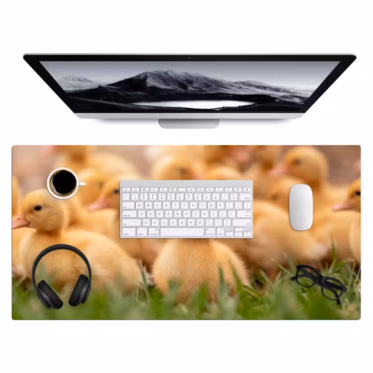 Pijltje - Eend - Natuur - Geel Muismat XXL klein -3d