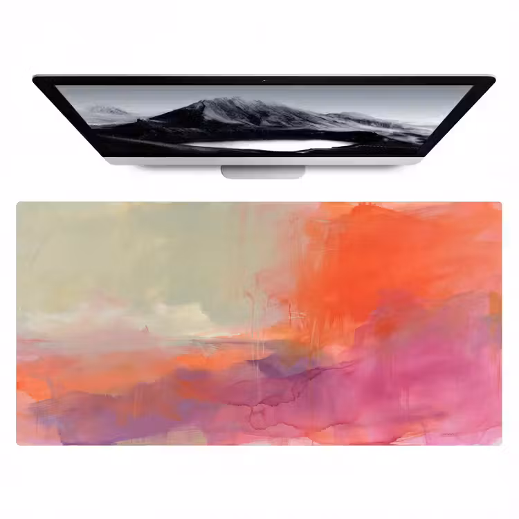 Kunst - Vloeiend - Overgangen - Oranje Muismat XXL klein -zzz3d
