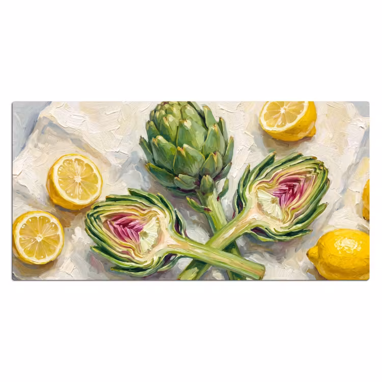 Desk Mat - Artichoke - Lemon - Food - Artisjok - Citroen - Eten Muismat XXL klein