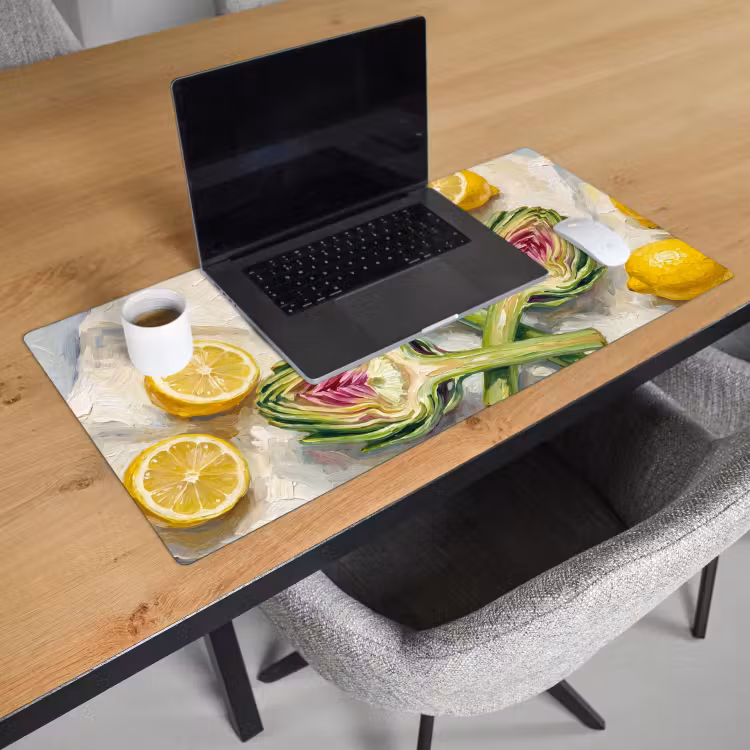 Desk Mat - Artichoke - Lemon - Food - Artisjok - Citroen - Eten Muismat XXL klein
