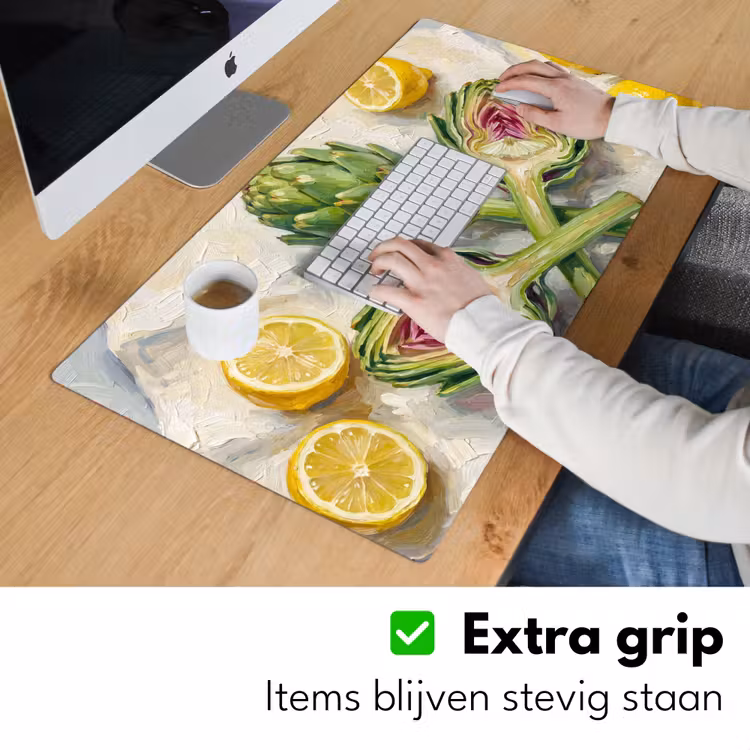 Desk Mat - Artichoke - Lemon - Food - Artisjok - Citroen - Eten Muismat XXL klein