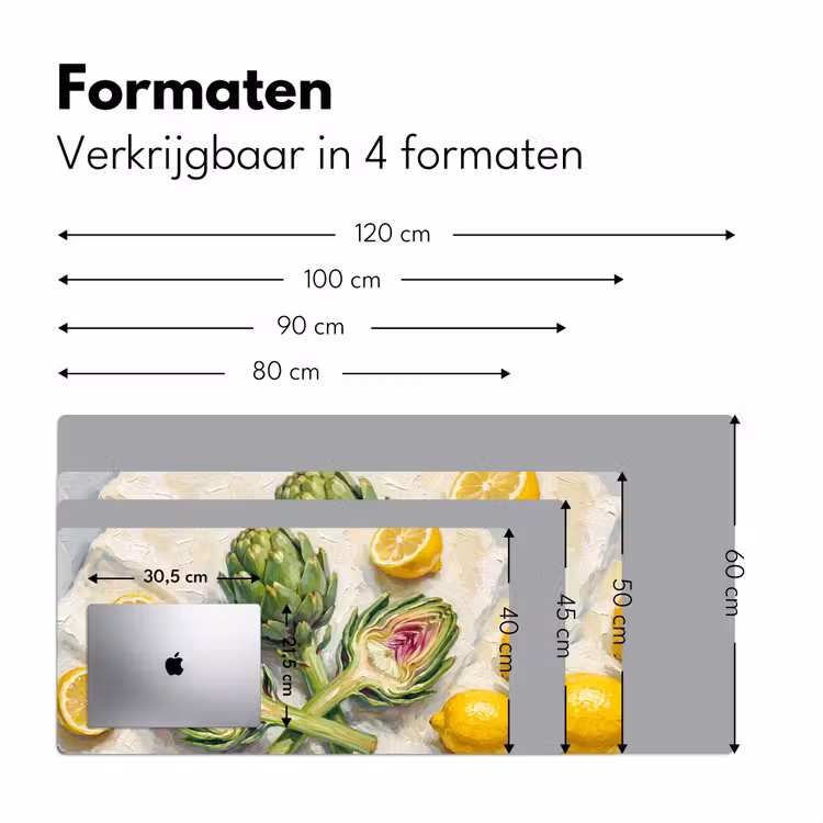 Desk Mat - Artichoke - Lemon - Food - Artisjok - Citroen - Eten Muismat XXL klein