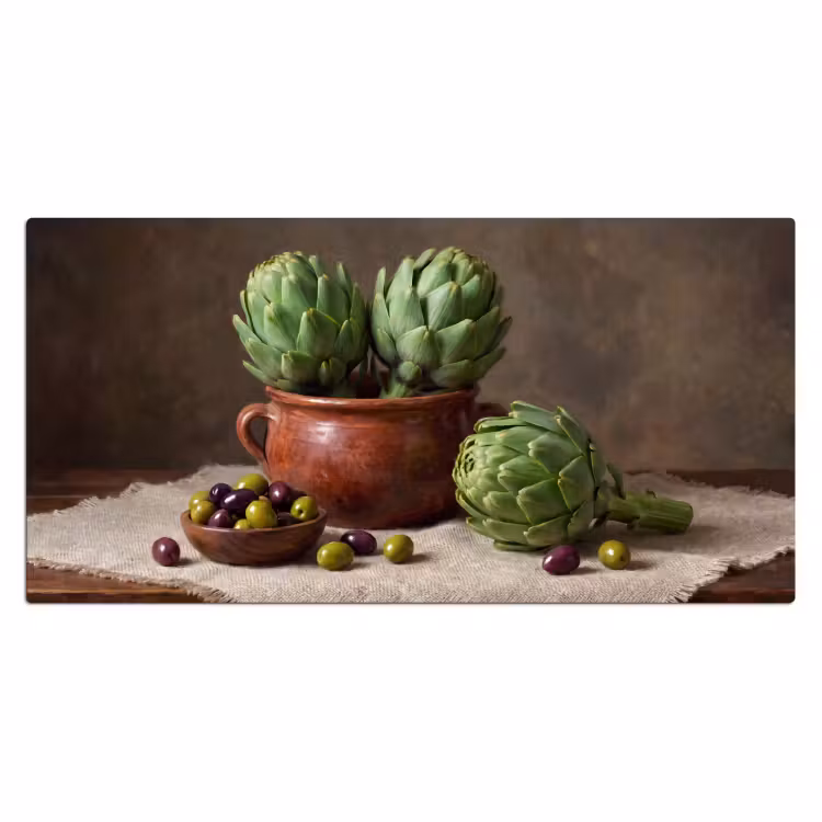 Desk Mat - Artichokes - Olives - Food - Artisjokken - Olijven - Eten Muismat XXL klein
