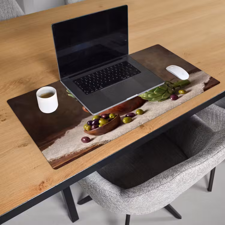Desk Mat - Artichokes - Olives - Food - Artisjokken - Olijven - Eten Muismat XXL klein
