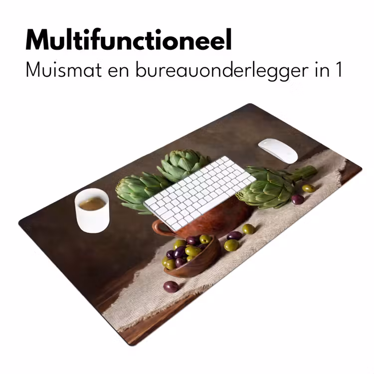 Desk Mat - Artichokes - Olives - Food - Artisjokken - Olijven - Eten Muismat XXL klein