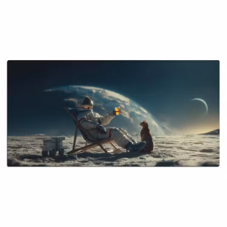Astronaut - Kat - Glas - Stoel Muismat XXL klein -3d_leeg