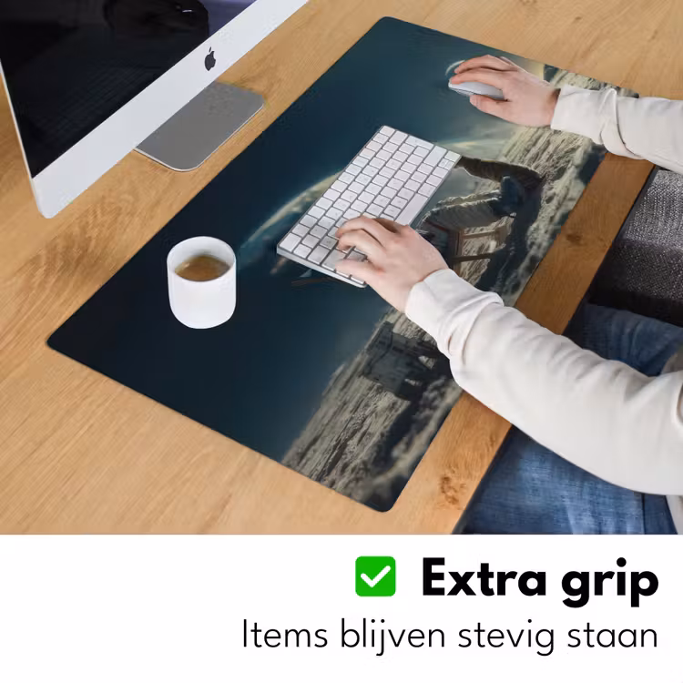 Astronaut - Kat - Glas - Stoel Muismat XXL klein -sfeer3