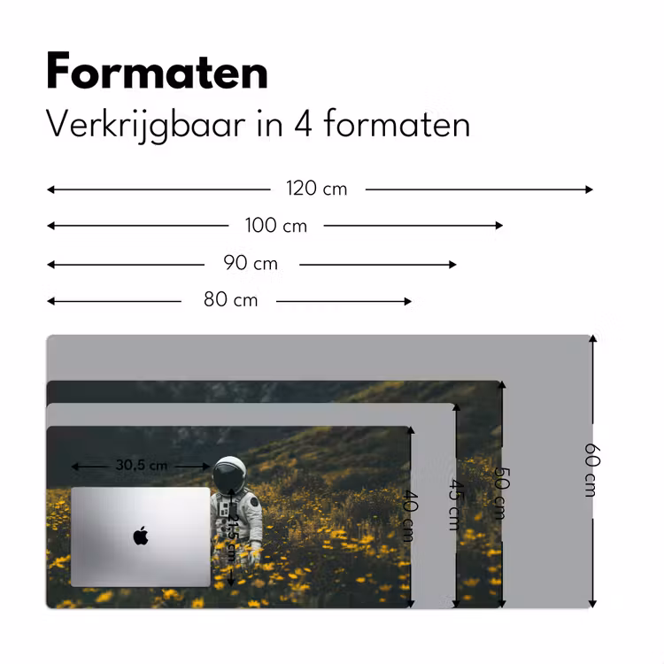 Astronaut - Bloemen - Veld - Geel Muismat XXL klein -sfeer5