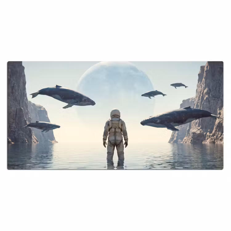 Desk Mat - Astronaut - Whale - Fantasy - Ruimtevaarder - Walvis - Fantasie Muismat XXL klein