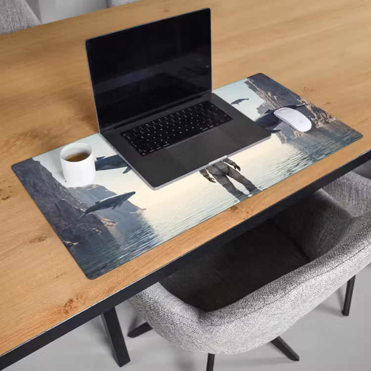 Desk Mat - Astronaut - Whale - Fantasy - Ruimtevaarder - Walvis - Fantasie Muismat XXL klein