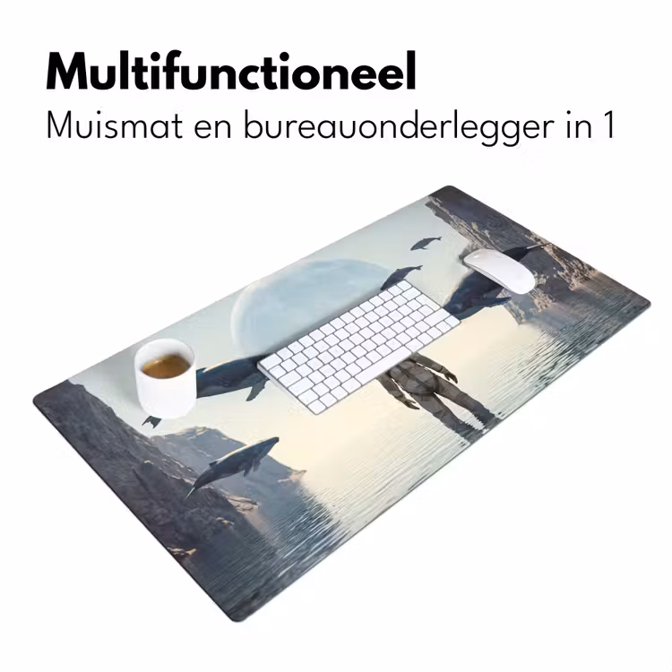 Desk Mat - Astronaut - Whale - Fantasy - Ruimtevaarder - Walvis - Fantasie Muismat XXL klein