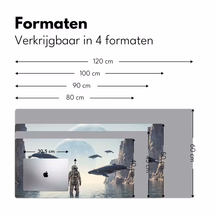 Desk Mat - Astronaut - Whale - Fantasy - Ruimtevaarder - Walvis - Fantasie Muismat XXL klein