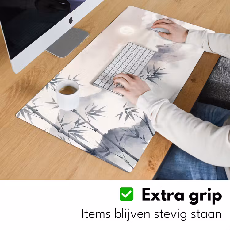 Bamboe - Azië - Grijs Muismat XXL klein -sfeer3