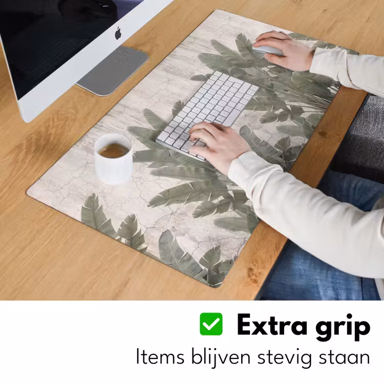 Bananenbladeren - Beton - Groen Muismat XXL klein -sfeer3