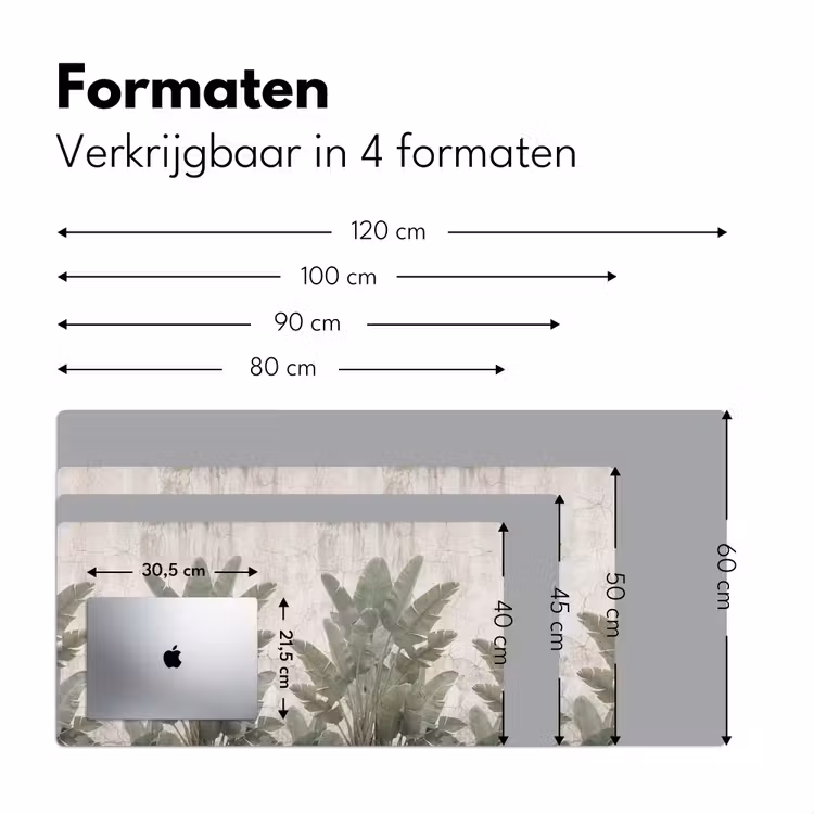 Bananenbladeren - Beton - Groen Muismat XXL klein -sfeer5