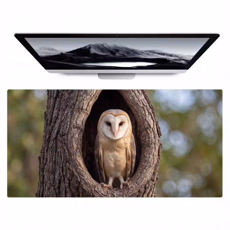 Kerkuil - Boom - Natuur - Bruin Muismat XXL klein -zzz3d