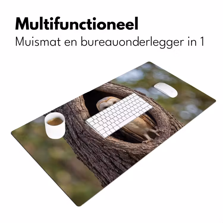 Kerkuil - Boom - Natuur - Bruin Muismat XXL klein -sfeer4