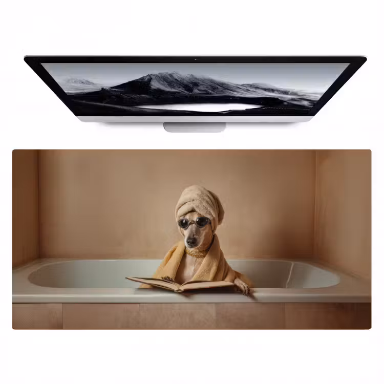 Bad - Hond - Boek - Zonnebril Muismat XXL klein -zzz3d