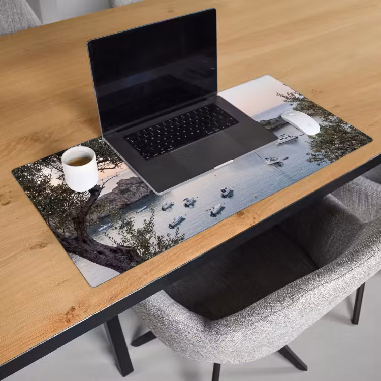 Desk Mat - Bay - boats - sunset - Baai - boten - zonsondergang Muismat XXL klein