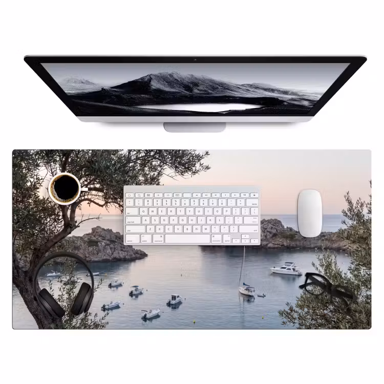 Desk Mat - Bay - boats - sunset - Baai - boten - zonsondergang Muismat XXL klein