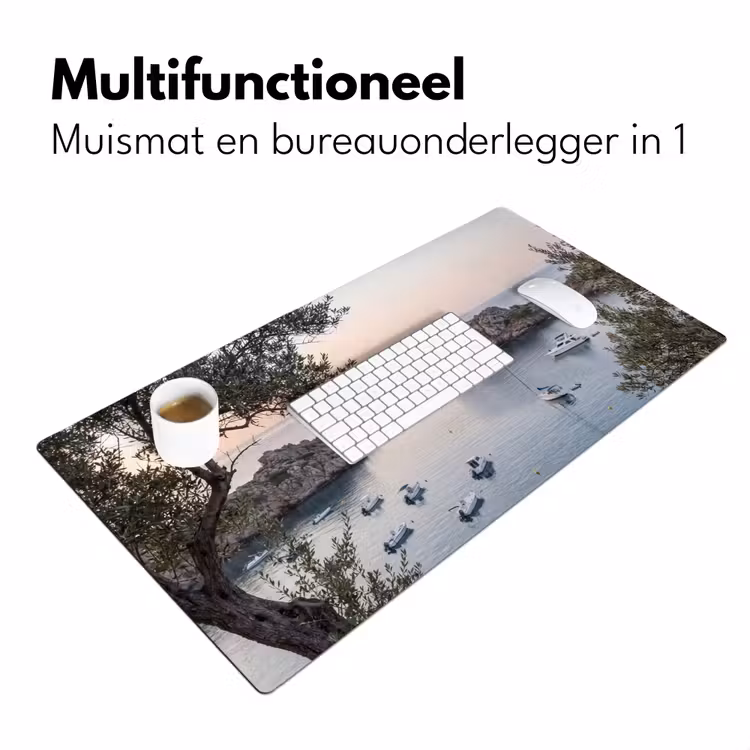 Desk Mat - Bay - boats - sunset - Baai - boten - zonsondergang Muismat XXL klein